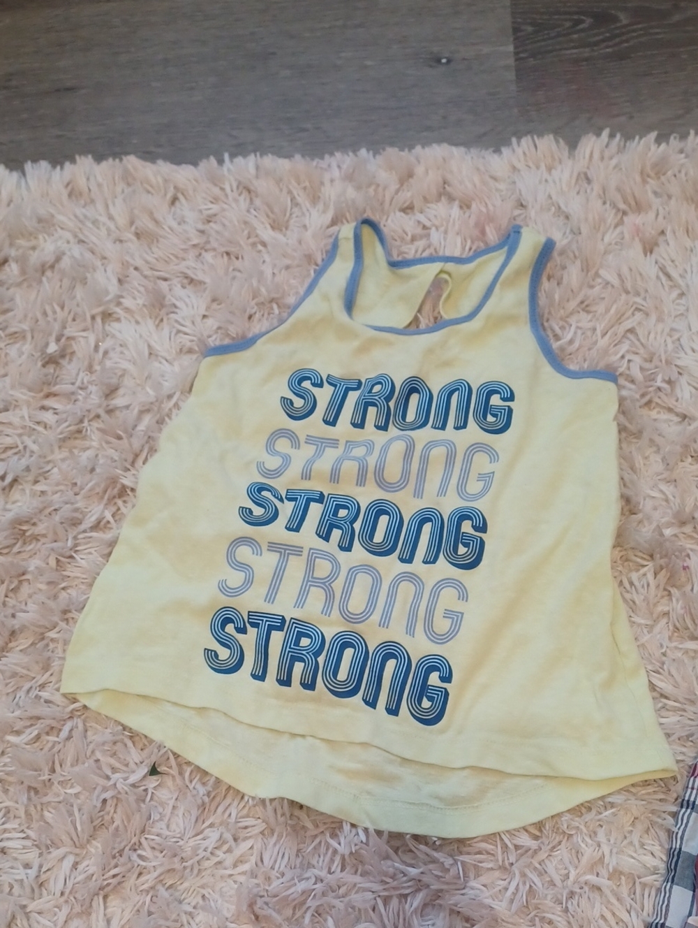 Danskin Yellow Tank Top with Blue 'STRONG' Graphic